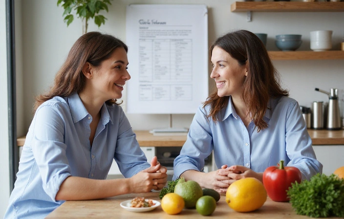 Nutritionist explaining a healthy eating plan to a client