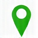 Icono de pin de mapa estilizado, verde