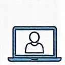 Laptop with video call icon representing virtual consultation