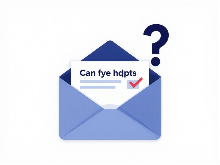 Ilustración de un buzón de correo electrónico con un sobre y un signo de interrogación.