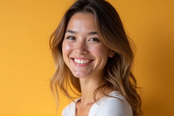 Retrato profesional de una nutricionista amable, con luz natural y colores cálidos.